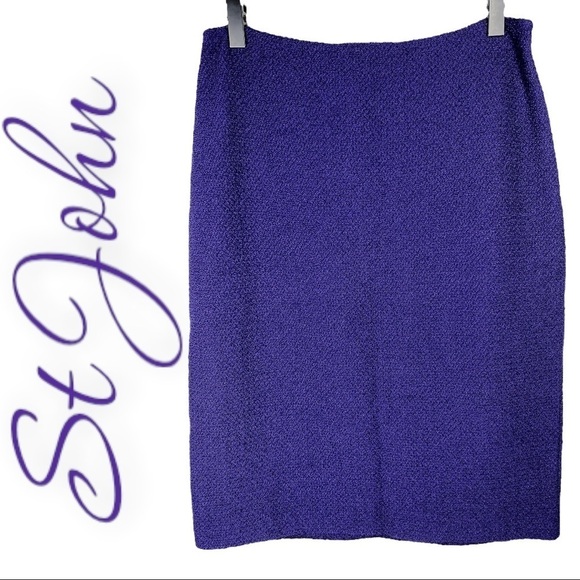 ST. JOHN Santana Wool Blend Purple Pencil Skirt, Size 4 - Picture 7 of 15